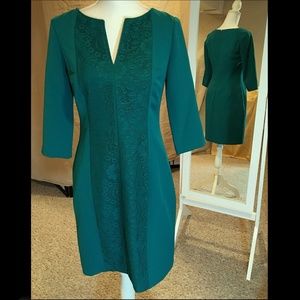 Adrianna Papell teal Sz 4 dress with lace